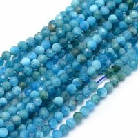 Fil de perles d'apatite naturelle, facettées, rondes, 3 mm, 113 pcs