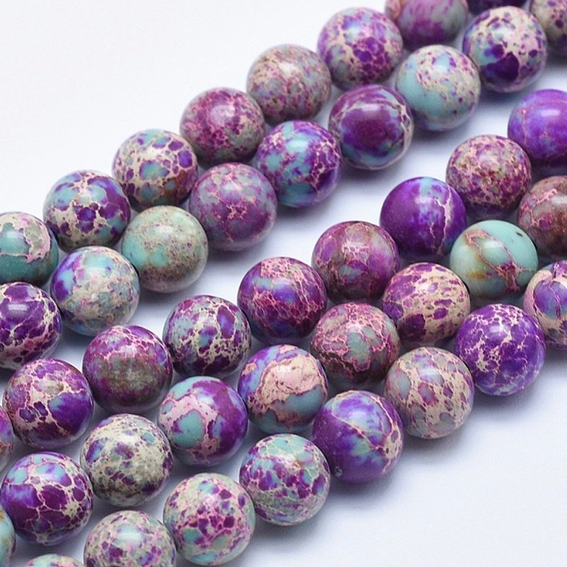 Brins de perles d'Imperial Jasper naturel, teintes, rondes, bleu violet — Perles à bijoux