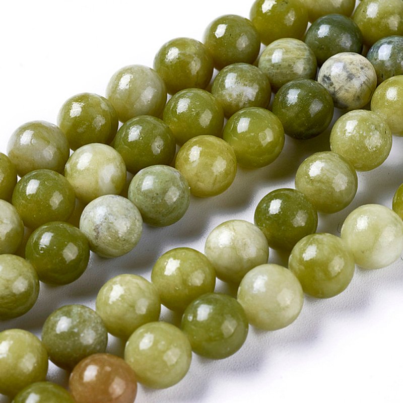 Brins de perles en jade chinois naturel, ronds, 6-7mm, 15 pouces — Perles à bijoux