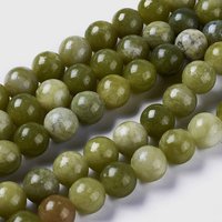 Fils de perles en jade chinois naturel, rond, 8mm, 15 pouces