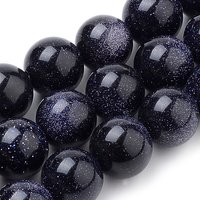Fil de perles en or bleu synthétique, rond, 8mm, 14.5 pouces — Perles à bijoux