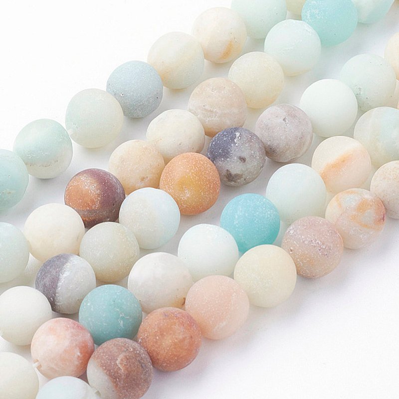 Fil de perles d'amazonite fleurie naturelle, rondes, givrés, 8-8.5mm — Perles à bijoux