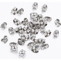 304 Stainless Steel Ear Nuts, Friction Earring Backs for Studs — Jewelry Findings