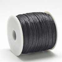 Nylon Rattail Satin Cord, Black, 1mm Diameter, 76.55 Yards