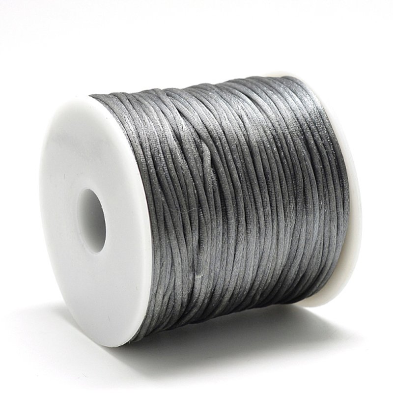 Nylon Rattail Satin Cord, Gray, 1mm, 76.55 yards