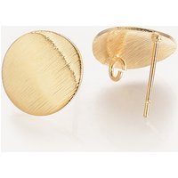 Brass Ear Stud Findings with Loop, Flat Round, Nickel Free — Jewelry Findings