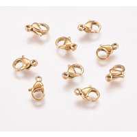 Fermoirs de type homard en acier inoxydable 304 plaqués ioniquement, dorés — Accessoires pour bijoux