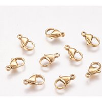 Fermoirs à homard en acier inoxydable 304 avec placage ionique, dorés — Accessoires pour bijoux