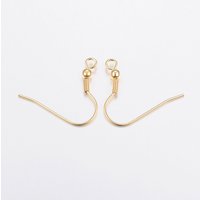 304 Stainless Steel Earring Hooks with Horizontal Loop, 18K Gold Plated — Jewelry Findings