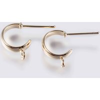 Brass Stud Earring Findings, Half Hoop with Loop and Steel Pins — Jewelry Findings