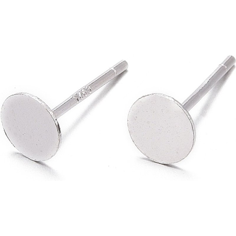 925 Sterling Silver Flat Pad Stud Earring Findings — Jewelry Findings
