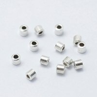Rhodium Plated 925 Sterling Silver Crimp Beads, Tube, 2x2mm