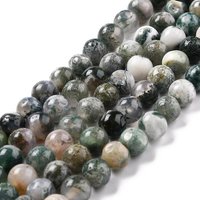 Natural Tree Agate Beads Strands, Round 8mm, 15 inch