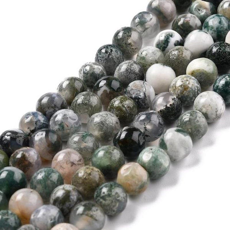 Brins de perles d'agate naturelle en forme ronde de 8 mm, 15 pouces — Perles à bijoux