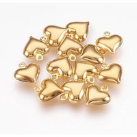 Pendentif Cœur Puffed en Acier Inoxydable 304, Plaqué Or 18k — Breloques et pendentifs