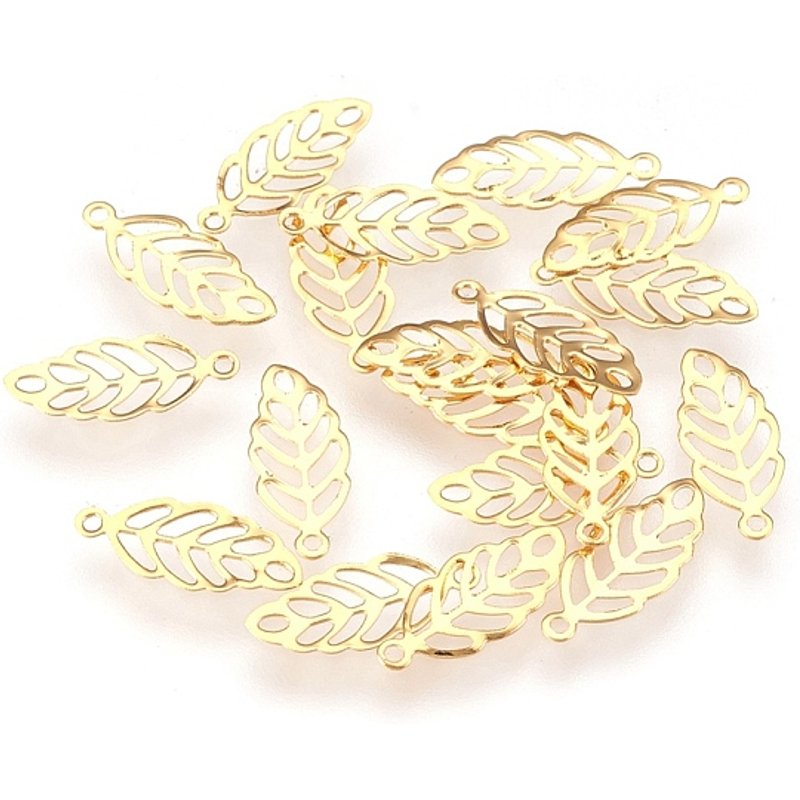 304 Stainless Steel Leaf Pendant with 18K Gold Plating — Charms & Pendants