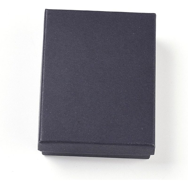 Boîte à bijoux en carton avec éponge, noire, rectangulaire, 9x6.9x2.7cm — Boîte à bijoux