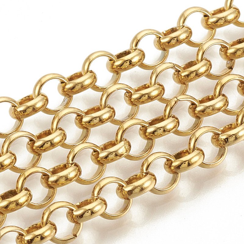 Ion Plating 304 Stainless Steel Rolo Chains, Unwelded, 32.8 Feet — Chains, Wire & Cord