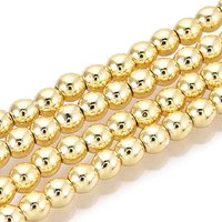 Electroplate Non-magnetic Synthetic Hematite Beads Strands, 4mm