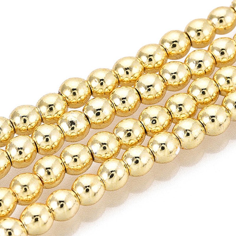 Electroplate Non-magnetic Synthetic Hematite Beads Strands, 4mm — Jewelry Beads