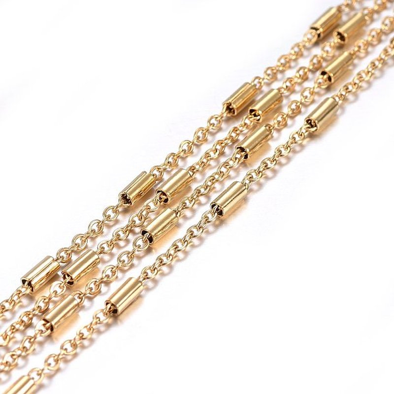 Handmade 304 Stainless Steel Link Chains with Spool, Golden