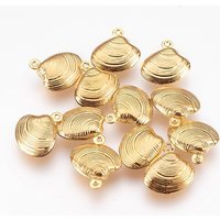 Charm en Acier Inoxydable 304, Coquillage Doré, 14x13x4mm — Breloques et pendentifs