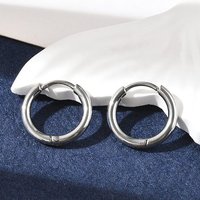 304 Stainless Steel Hoop Earrings, Huggie Style, 14mm Diameter — Hoop Earrings