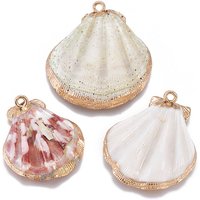 Electroplate Shell Pendants with Brass Findings - Golden — Charms & Pendants