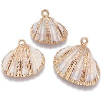Electroplate Shell Pendants with Brass Findings, Golden — Charms & Pendants