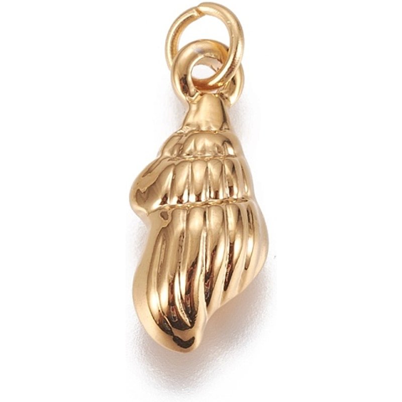 Pendentif Conch en Acier Inoxydable 304 Doré, 18x7.5x4mm — Breloques et pendentifs