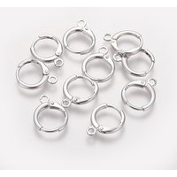 Brass Huggie Hoop Earring Findings with Horizontal Loops — Jewelry Findings