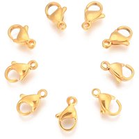 Attaches de type homard en acier inoxydable 304, doré, 11x7x3mm