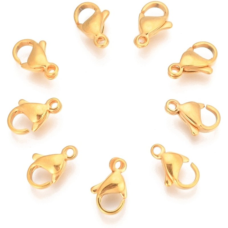 Attaches de type homard en acier inoxydable 304, doré, 11x7x3mm — Accessoires pour bijoux