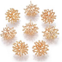Brass Stud Earring Findings with Loop, Nickel Free, 18K Gold Plated — Jewelry Findings