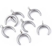 Pendentif en Acier Inoxydable 304 Non-Oxydable, Double Corne/Lune Croissante — Breloques et pendentifs