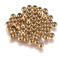 304 Stainless Steel Round Spacer Beads, Golden, 4x3mm — Jewelry Beads