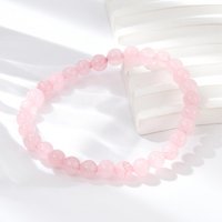 Bracelet Élastique en Quartz Rose Naturel, Rond, Teinté