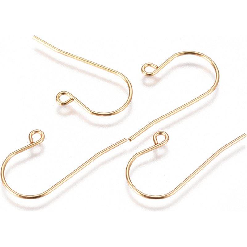304 Stainless Steel Golden Earring Hooks with Horizontal Loop — Jewelry Findings