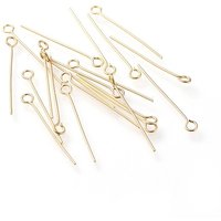 Goupilles à œil en acier inoxydable 304 avec placage en or 18 carats, 25x3mm — Accessoires pour bijoux