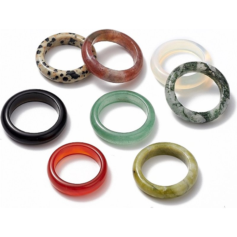 Bagues en Gemmes Naturelles et Synthétiques à Large Bande, Tailles 6 1/4 à 11 3/4 — Bijoux fantaisie