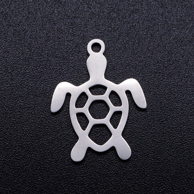 Pendentif creux en acier inoxydable 201 résistant aux ternissures, tortue — Breloques et pendentifs