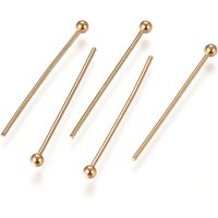 Épingles à tête ronde en acier inoxydable 304, plaquées or 24 carats