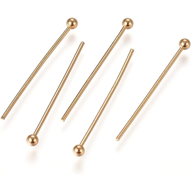Épingles à tête ronde en acier inoxydable 304, plaquées or 24 carats — Accessoires pour bijoux