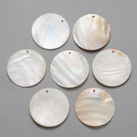 Pendentifs en Coquillage d'Eau Douce Naturel, Ronds Plats, Couleur Coquillage