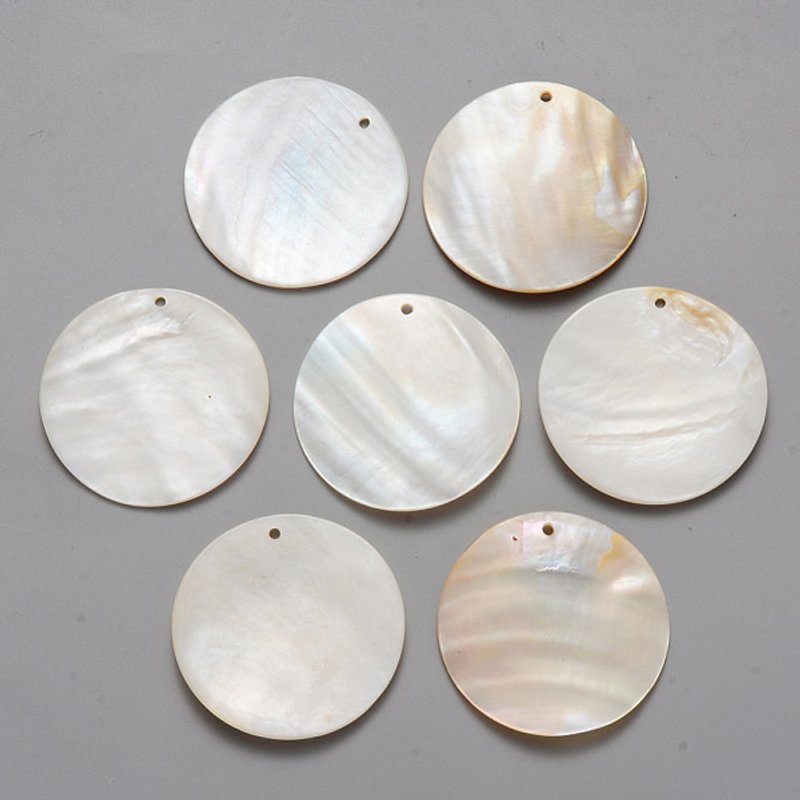 Pendentifs en Coquillage d'Eau Douce Naturel, Ronds Plats, Couleur Coquillage — Breloques et pendentifs