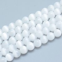 Brins de perles de sélénite naturel, rondes, 8-8.5mm, 50pcs/brin — Perles à bijoux
