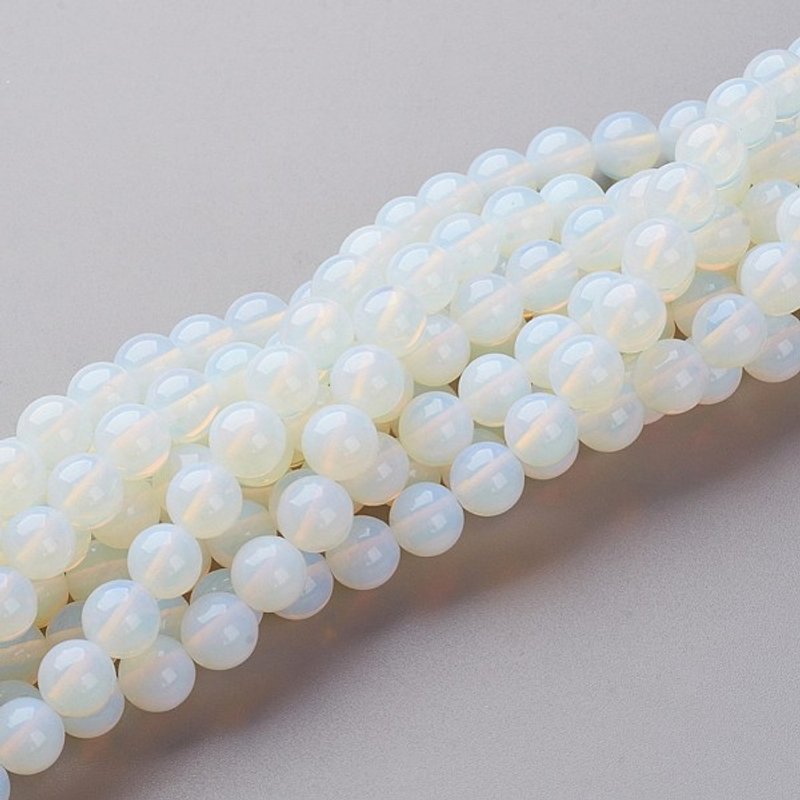 Fil de perles Opalite, 16 pouces, blanc, 8mm, 49 pièces — Perles à bijoux