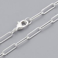 Brass Round Oval Paperclip Chain Necklace with Lobster Claw Clasp — Pendant Necklace