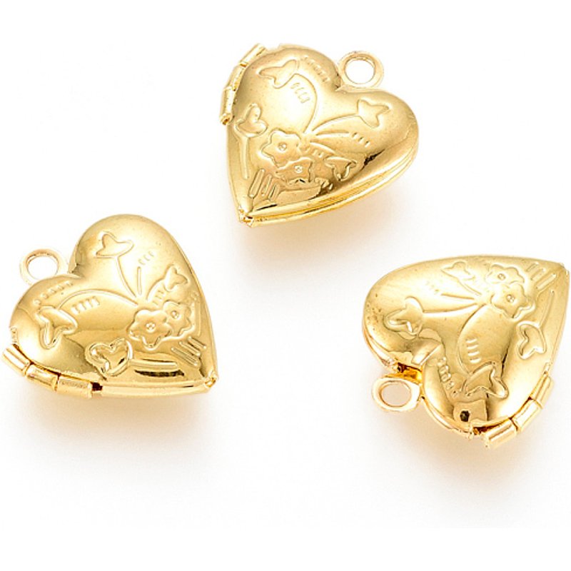 Brass Heart Locket Pendant, Photo Frame Charm for Necklaces — Charms & Pendants