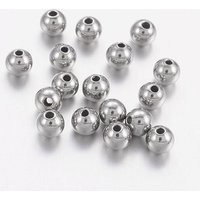 Perles en Acier Inoxydable Non-Tarnissable, Ronde Solide, 4mm, Trou: 1.2mm